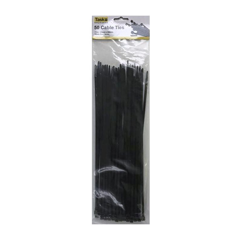 50 Pack 12 Inch Black Cable Ties (4.8mm)