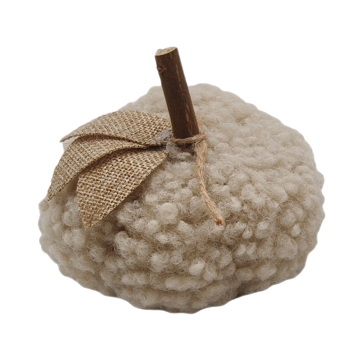 Pumpkin Halloween Decoration Brown Beige or White with Knit Pattern - 10cm