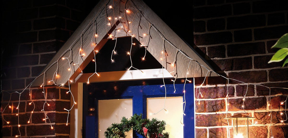 Christmas String Icicle Lights Multifunction Warm White Outdoor 300 LED - 7m by Astralis