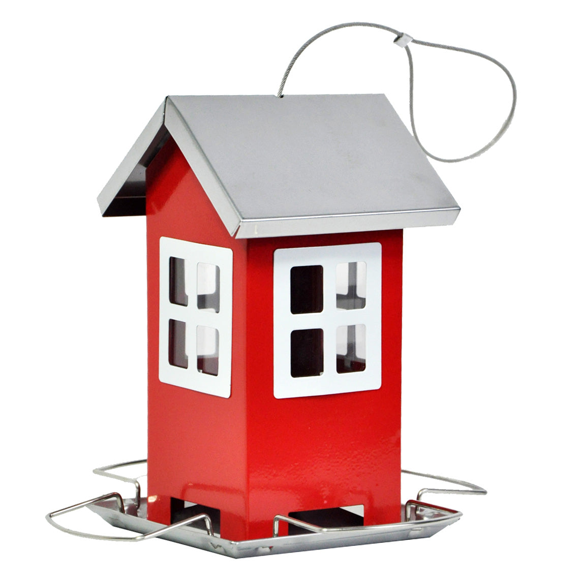 Wild Bird Novelty Feeding House By Nature Watch - Red Silver