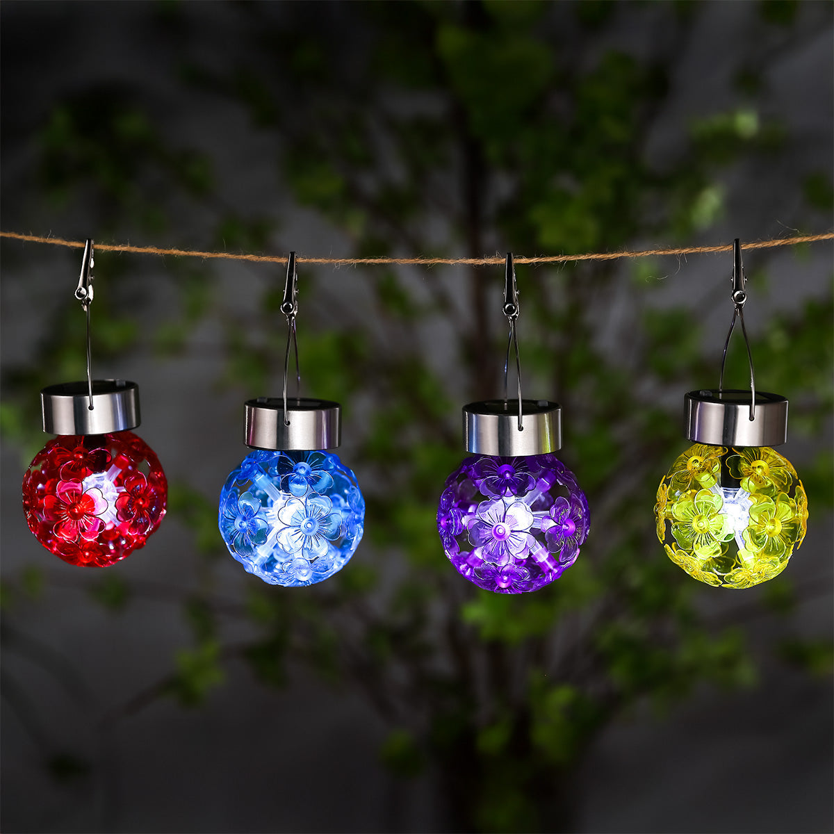 Floral Globe Solar Garden Lantern Decoration White LED - 12.5cm by Bright Garden