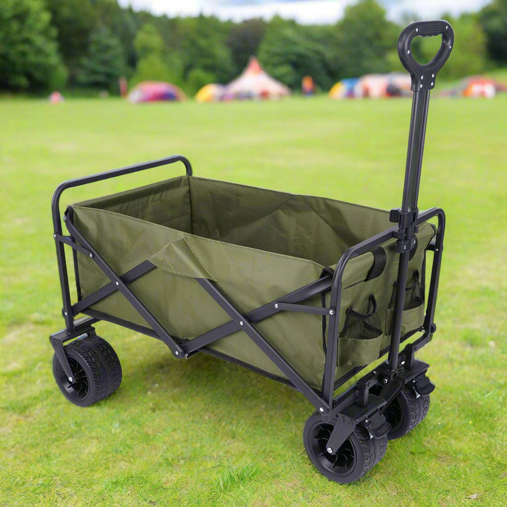camping trolley Essentials Folding Camping Festival Trolley Green Black