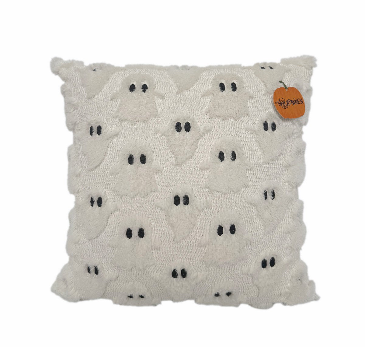 Cushion Halloween Decoration White with Ghost Pattern - 45cm by Fangtastic