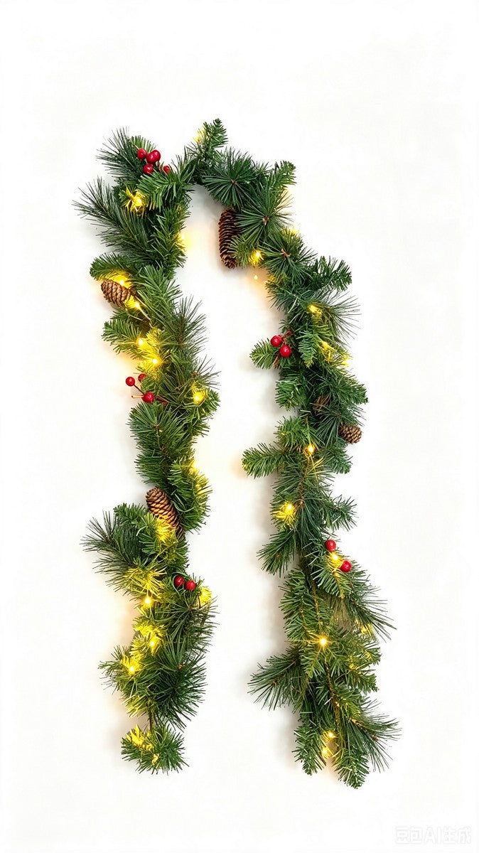 Garland Christmas Decoration with Pinecones & Berries Pattern - 180cm by Merry & Bright