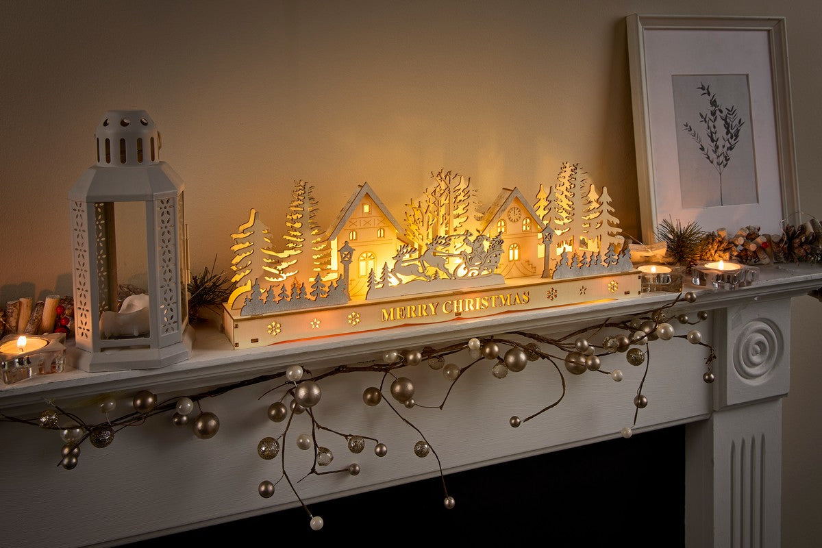 Christmas Wood Merry Xmas Scene Warm White Light by Astralis
