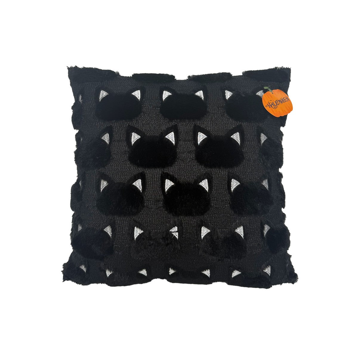 Cushion Halloween Decoration Black with Cat Pattern - 45cm by Fangtastic