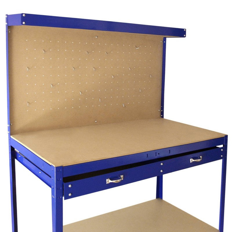 Raven Q-Rax 3' 11" x 1' 11" Not Applicable Workbench with Pegboard, Drawer & Light - Classic
