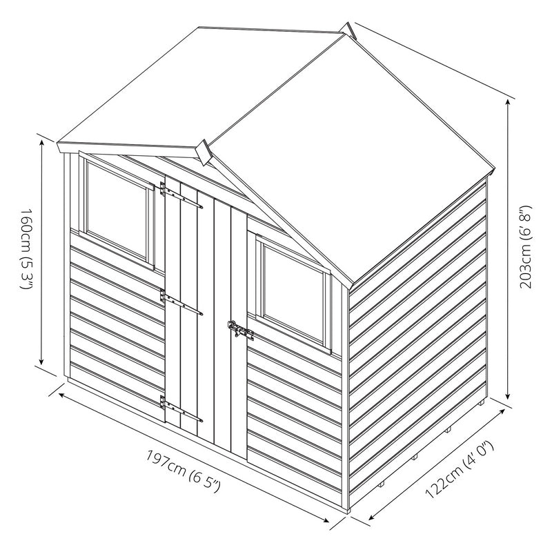 Mercia 6' 5" x 4' Apex Shed - Premium Dip Treated Shiplap