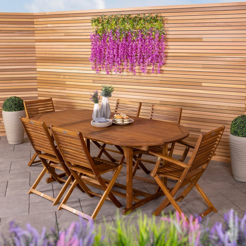 Acacia Wood Garden Patio Dining Set by Wensum - 6 Seats