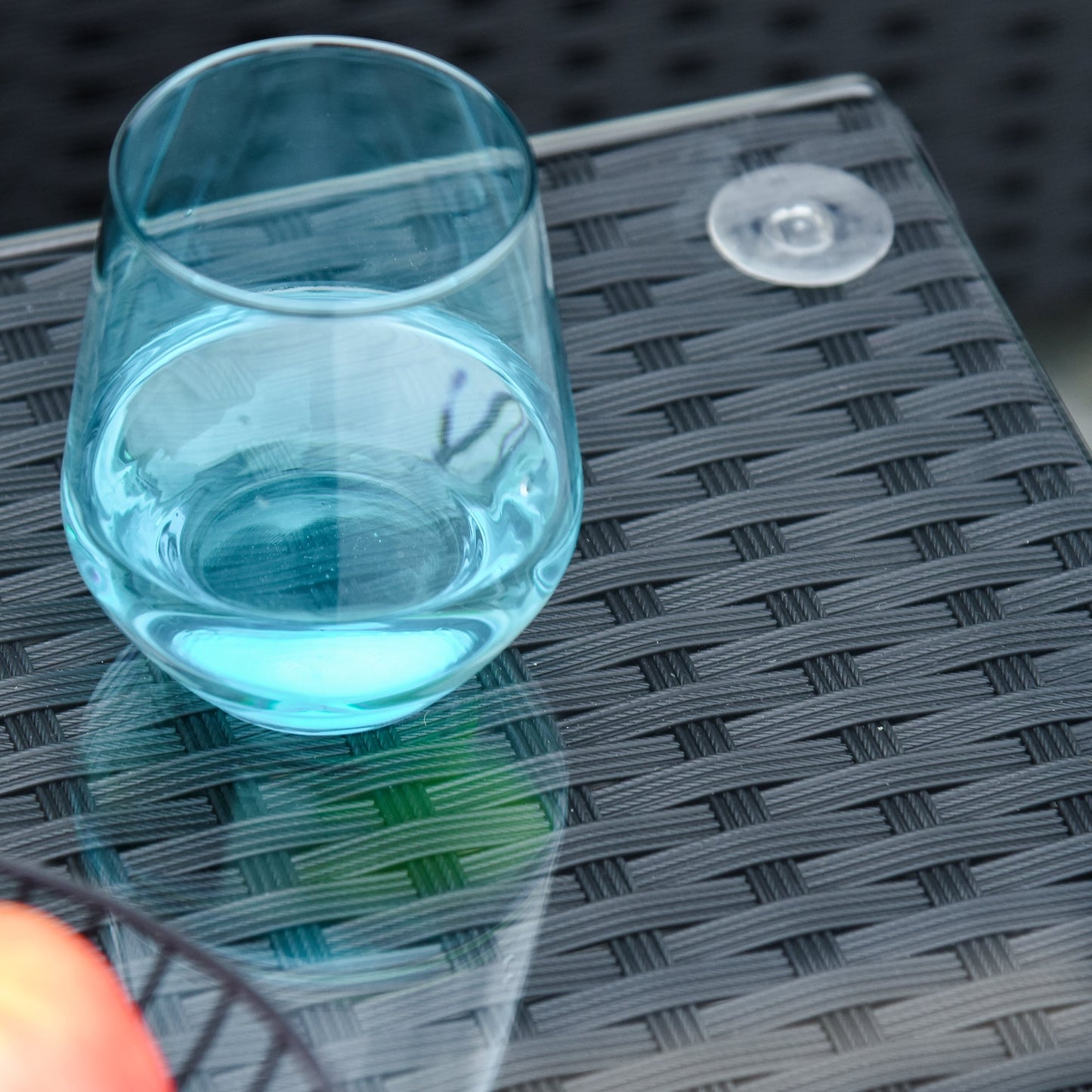 Outsunny 4-Seater Rattan Sofa Set Garden Outdoor Sectional Sofa Coffee Table Metal Frame With cushion Pillows-Black