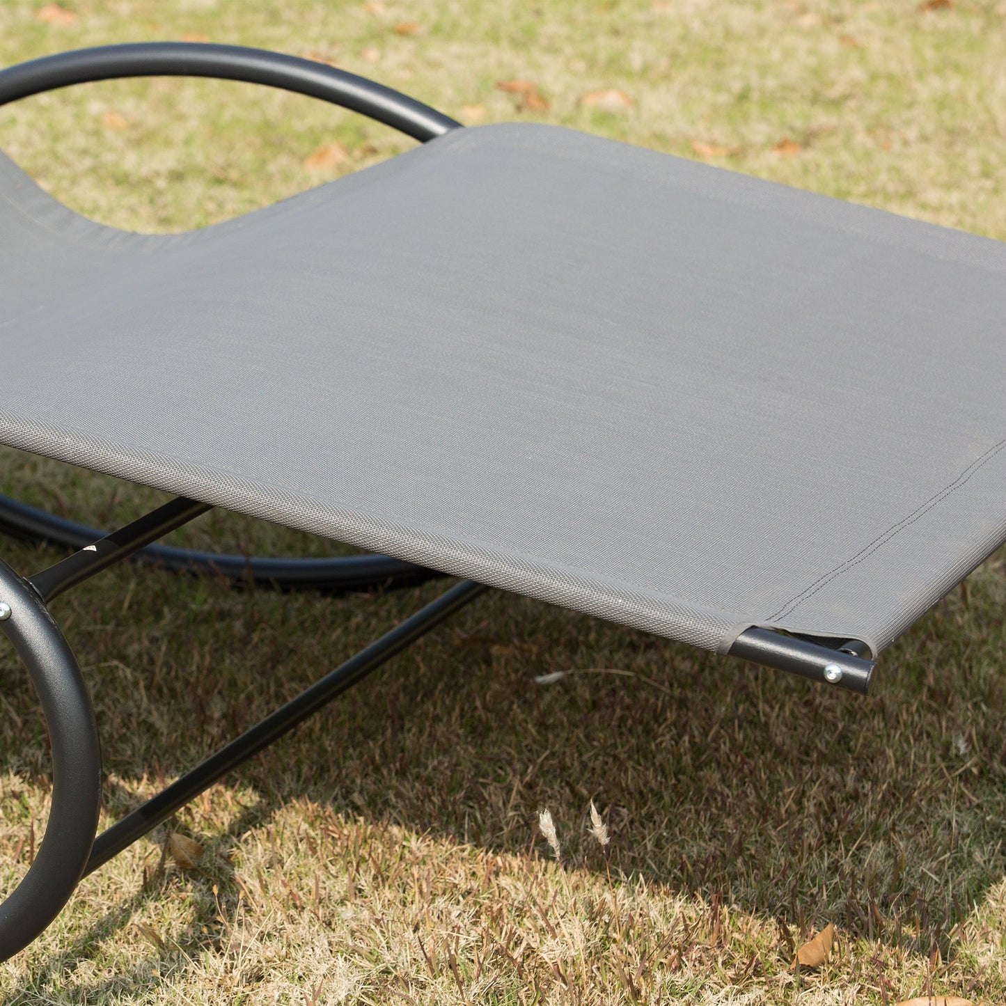 Double Hammock Chair Sun Lounger Outdoor Patio Garden Swing Rock Seat Grey