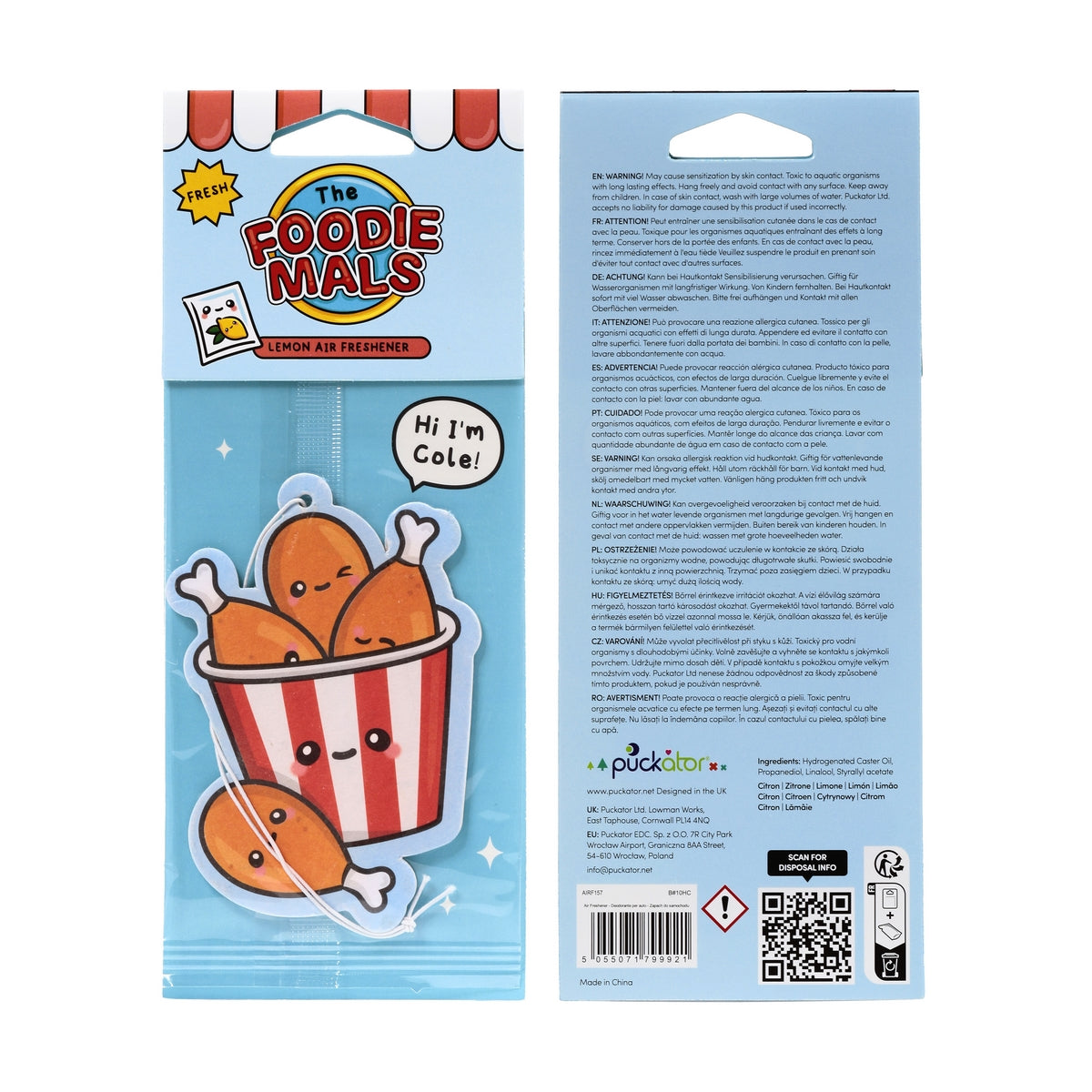 Foodiemals Lemon Air Freshener - Cole The Fried Chicken Bucket