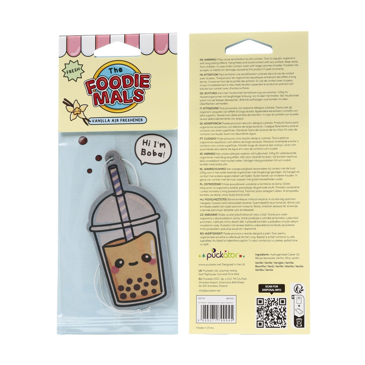 Foodiemals Vanilla Air Freshener - Boba The Bubble Tea