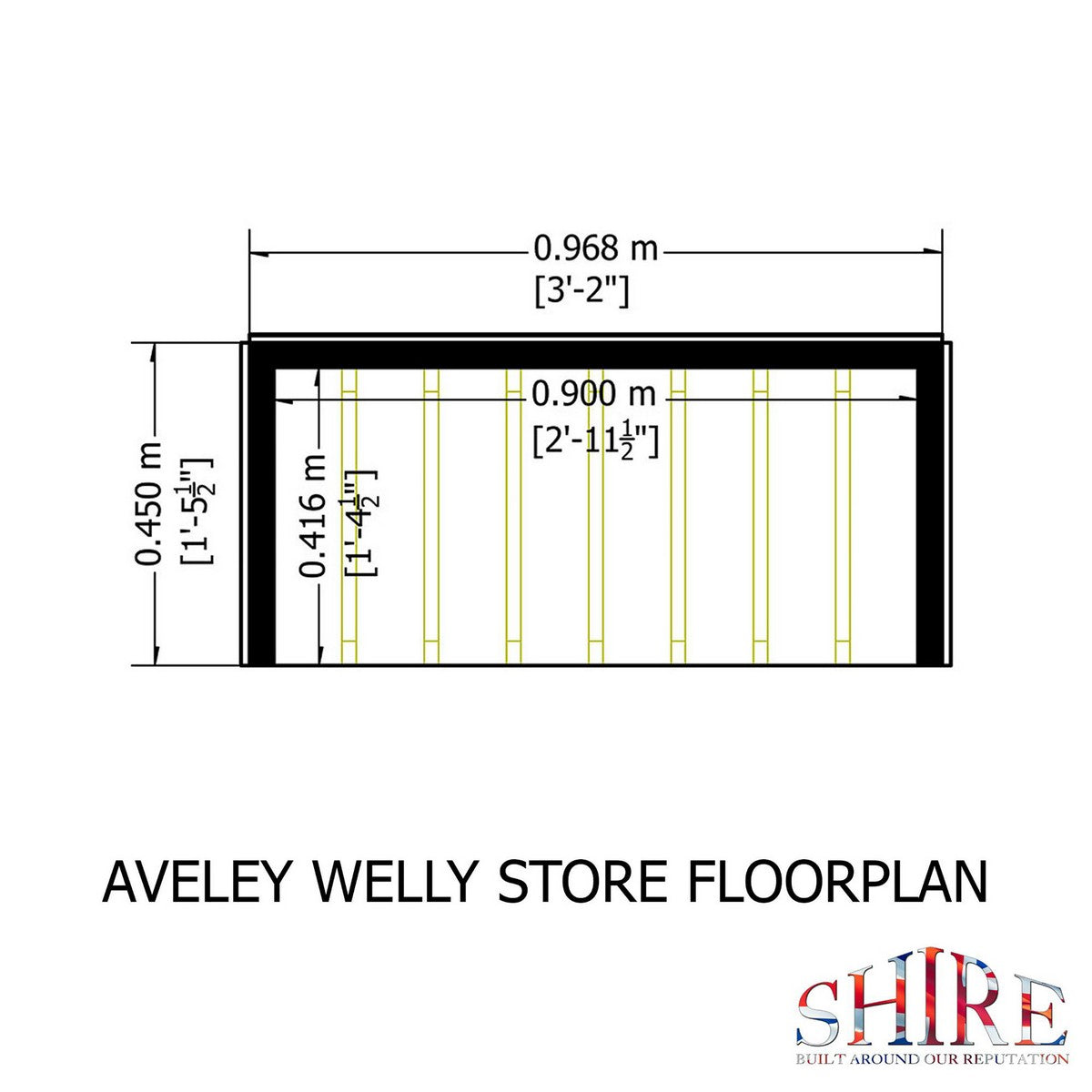 Shire Aveley 1' 4" x 3' 2" Pent Boot Store - Classic Dip Treated Shiplap