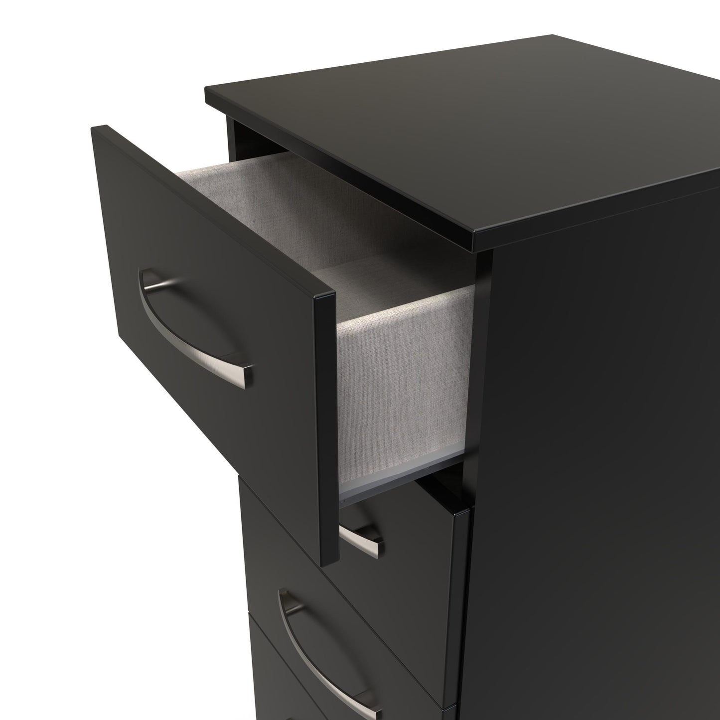 Avon Tall Slim Chest of Drawers Black 5 Drawers 108cm