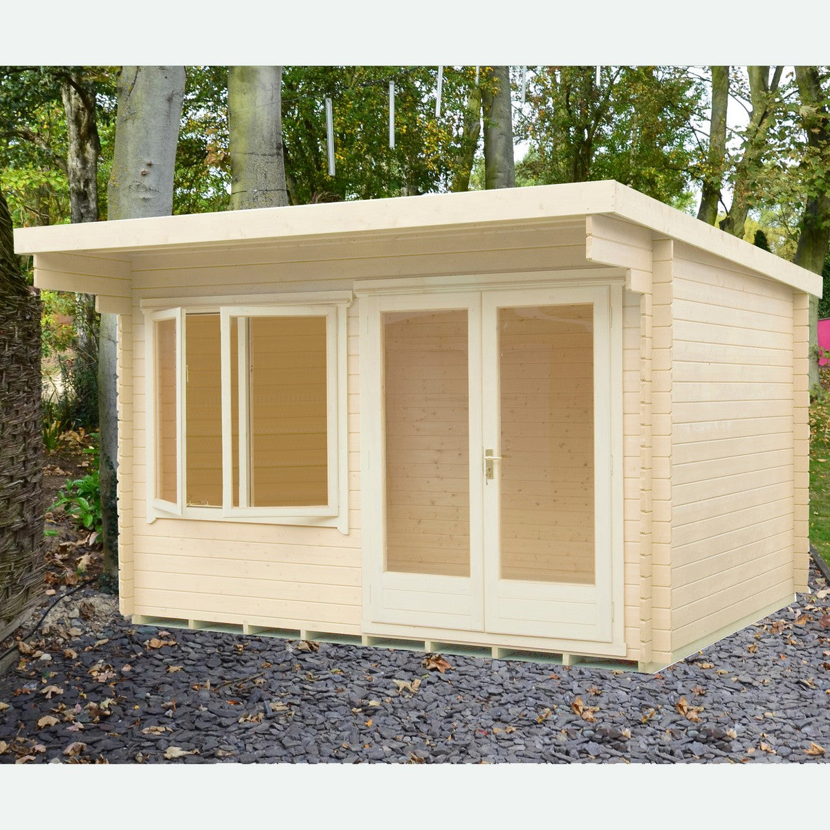 Shire Belgravia 9' 9" x 11' 9" Pent Log Cabin - Premium 34mm Cladding Tongue & Groove