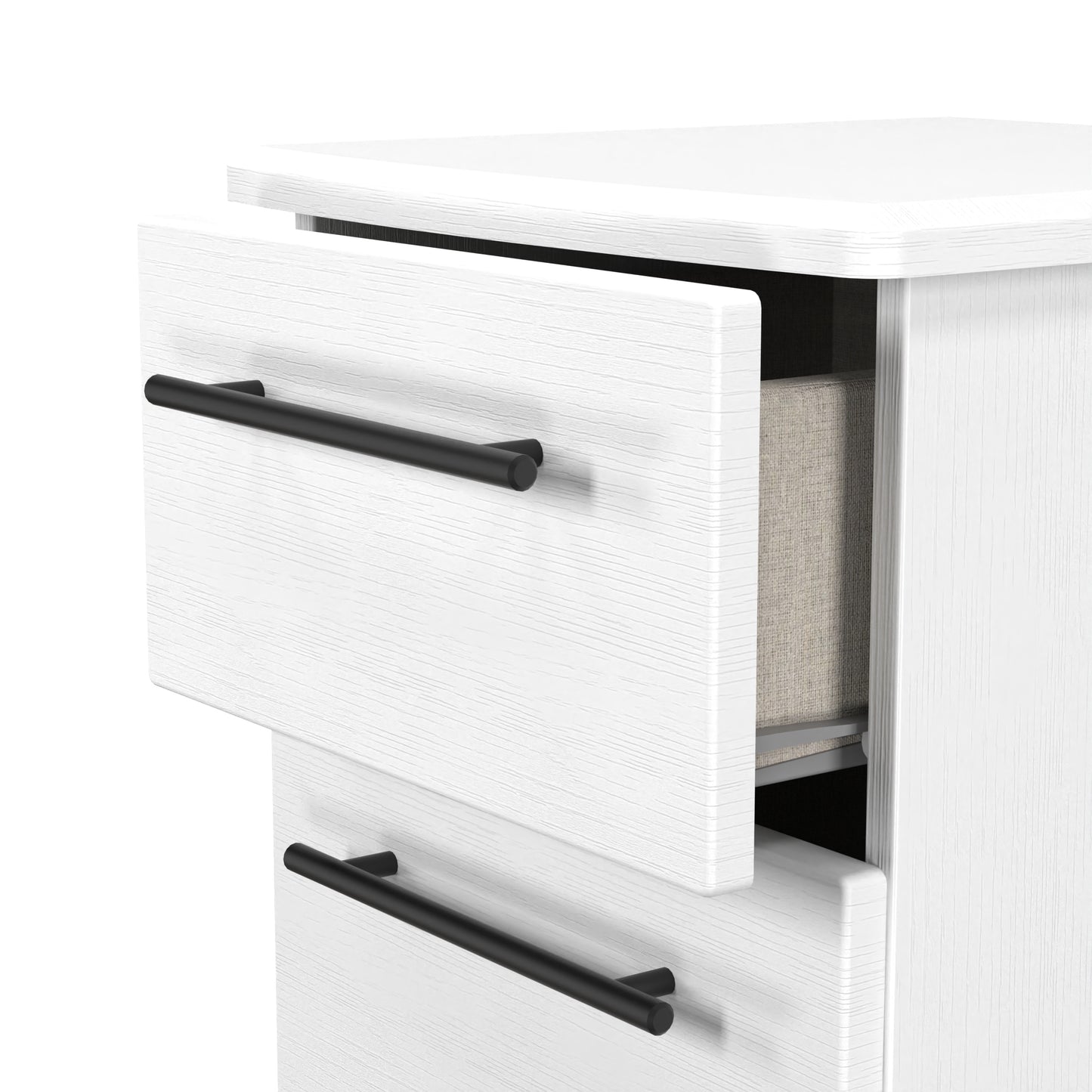 Beverley Bedside Table White 3 Drawers 70cm