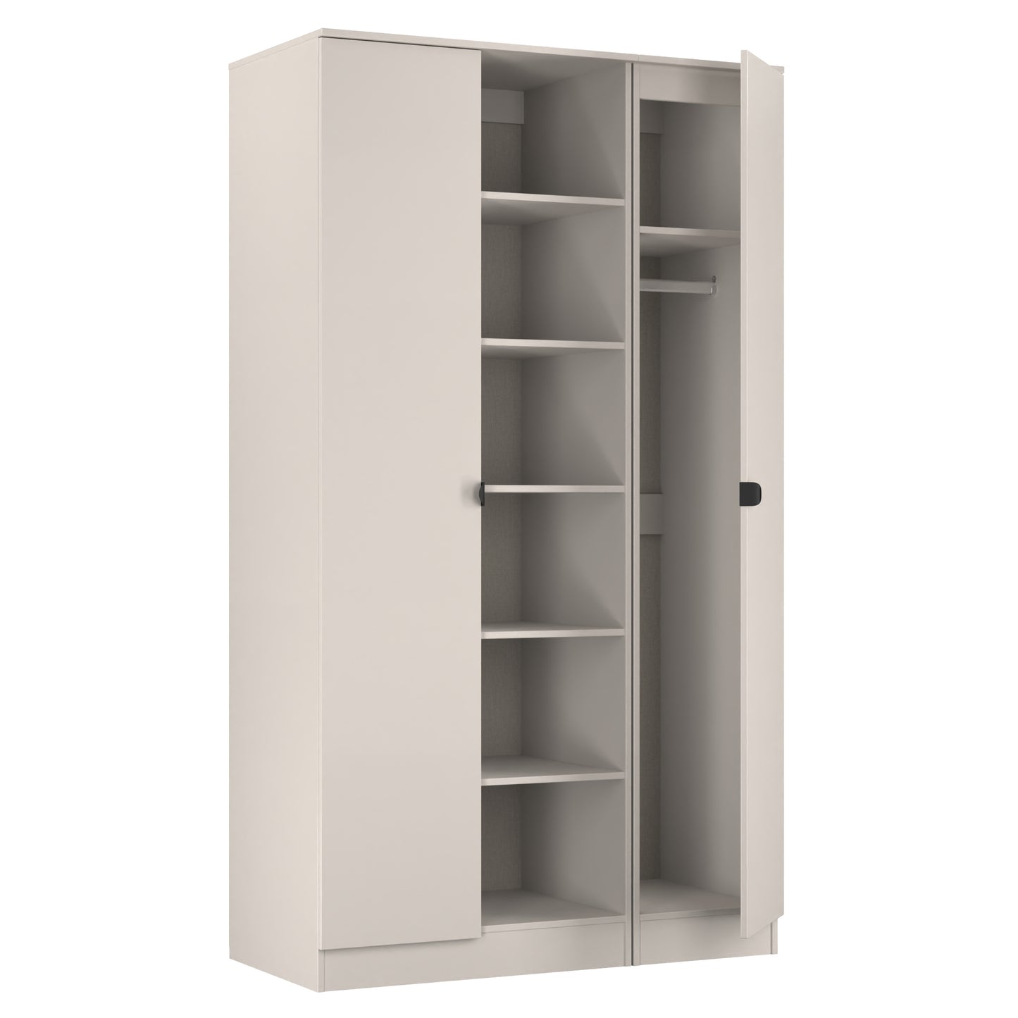 Bora Tall Wardrobe Off-White 3 Doors 6 Shelves 196cm