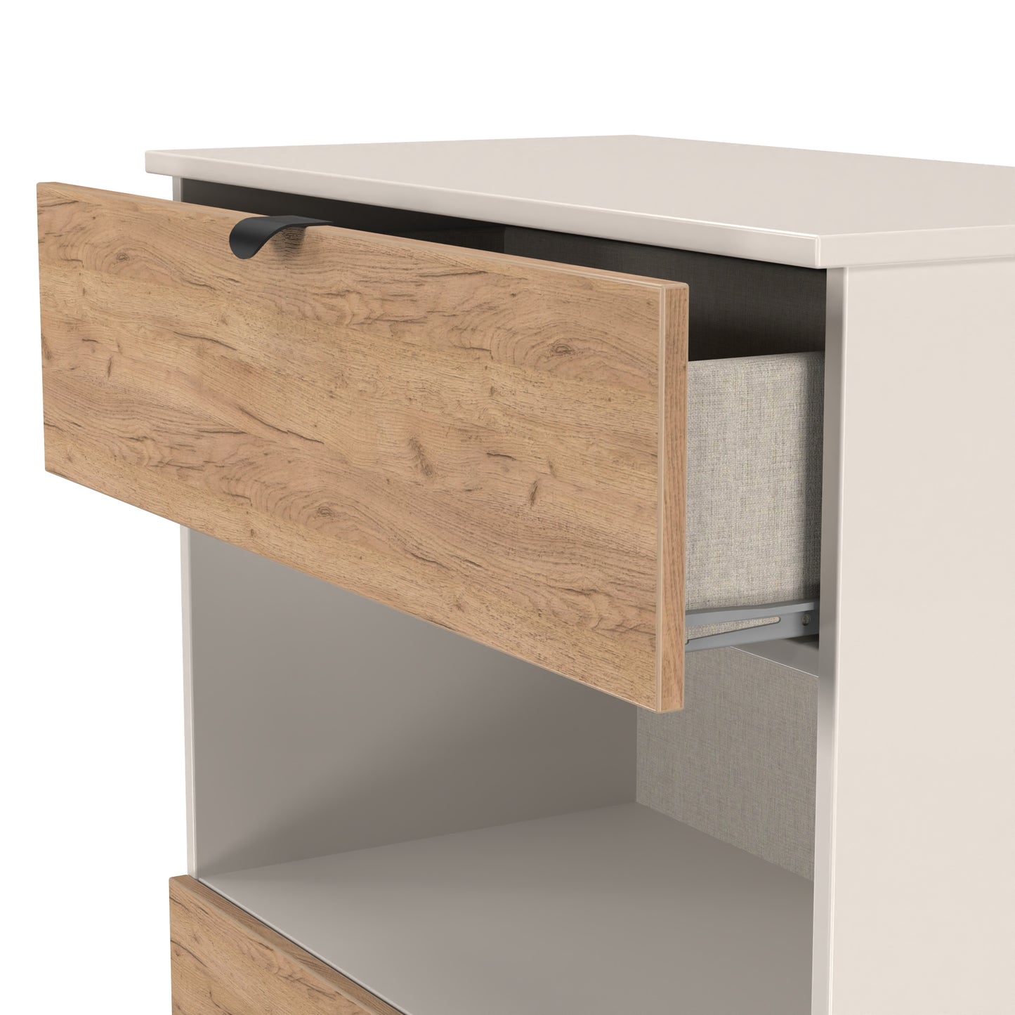 Bora Chest of Drawers Oak & Off-White 1 Shelf 2 Drawers 89cm