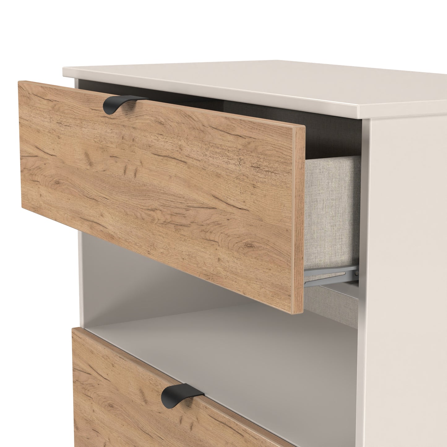 Bora Tall Chest of Drawers Oak & Off-White 1 Shelf 3 Drawers 108cm