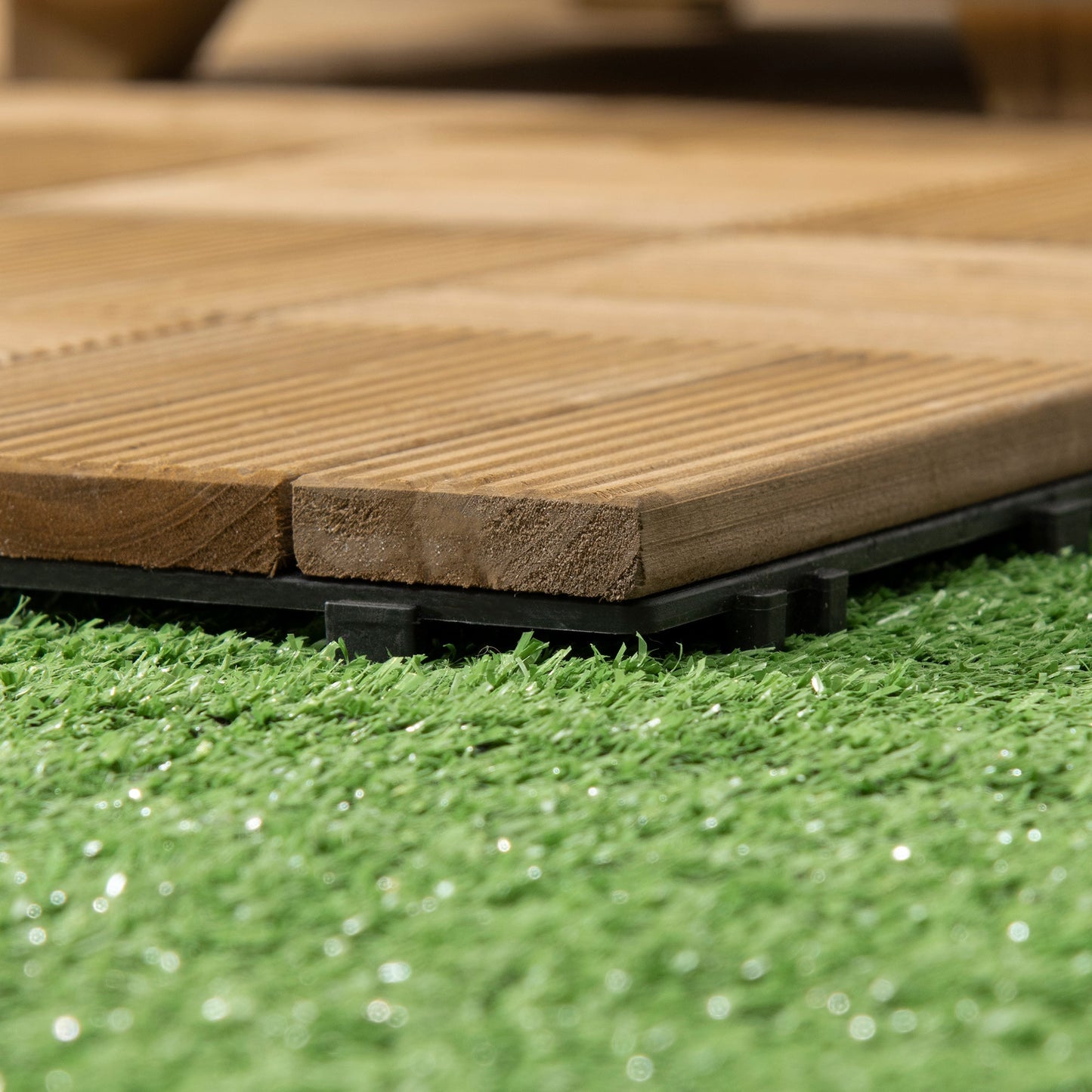 27-Piece Wooden Interlocking Decking Tiles