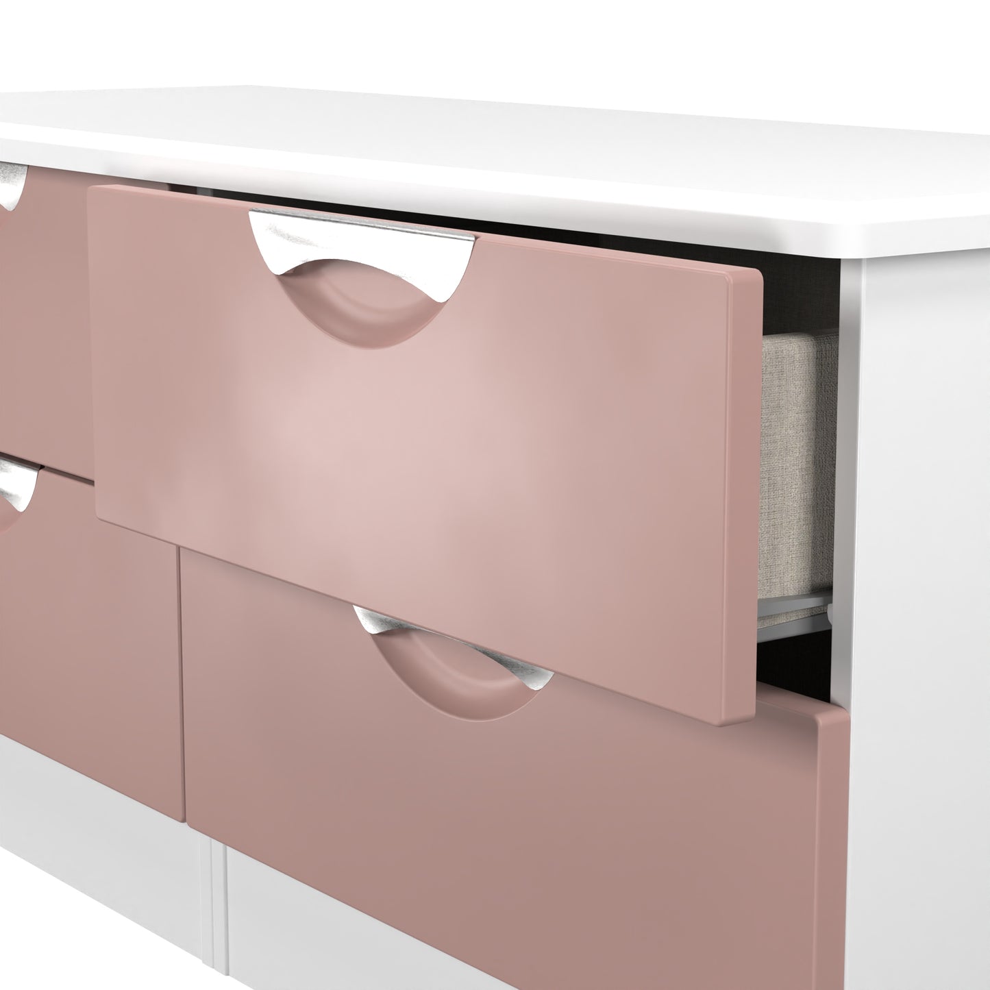 Camden Large Chest of Drawers Pink & White 4 Drawers 112cm