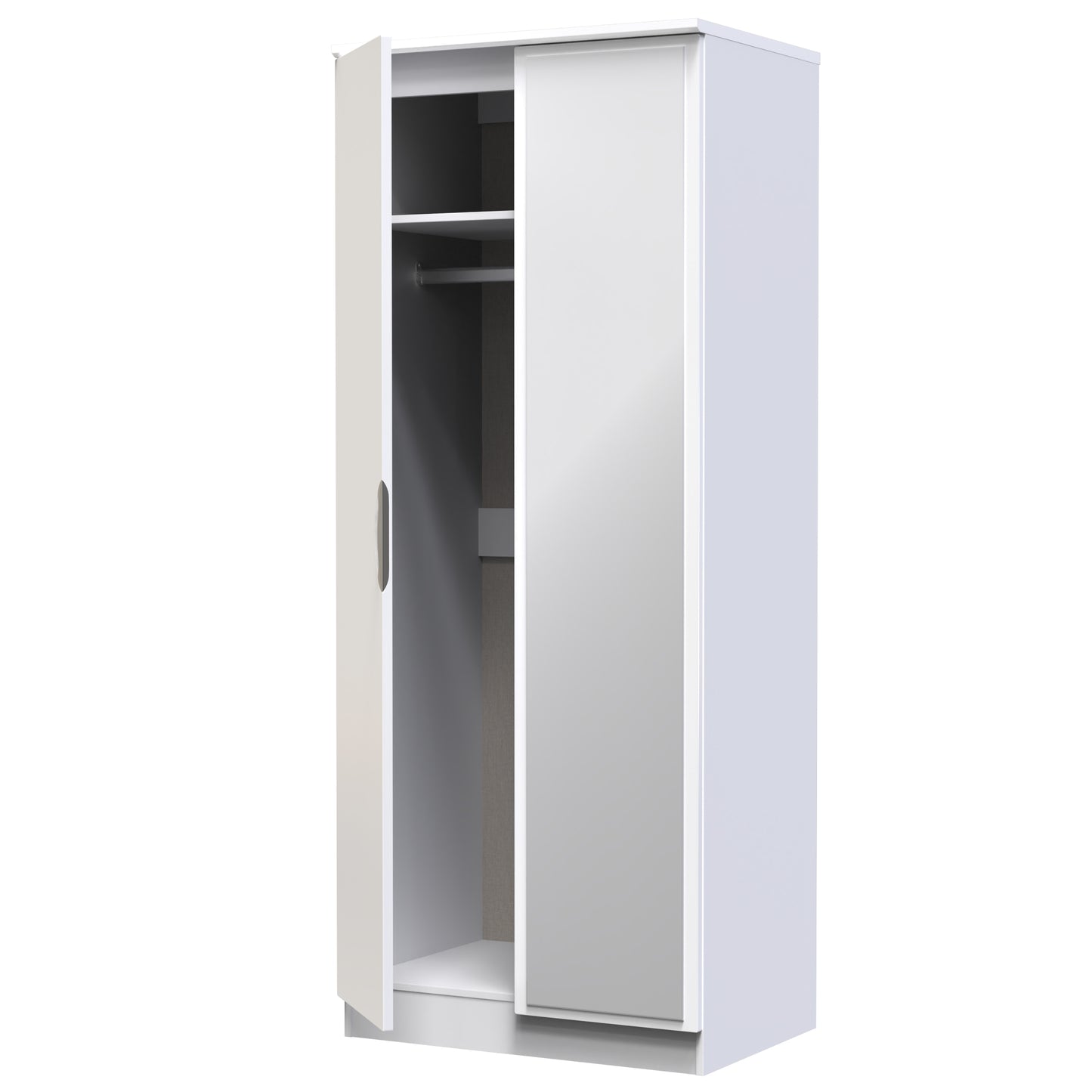 Camden Tall Mirror Wardrobe White 2 Doors 1 Shelf 182cm