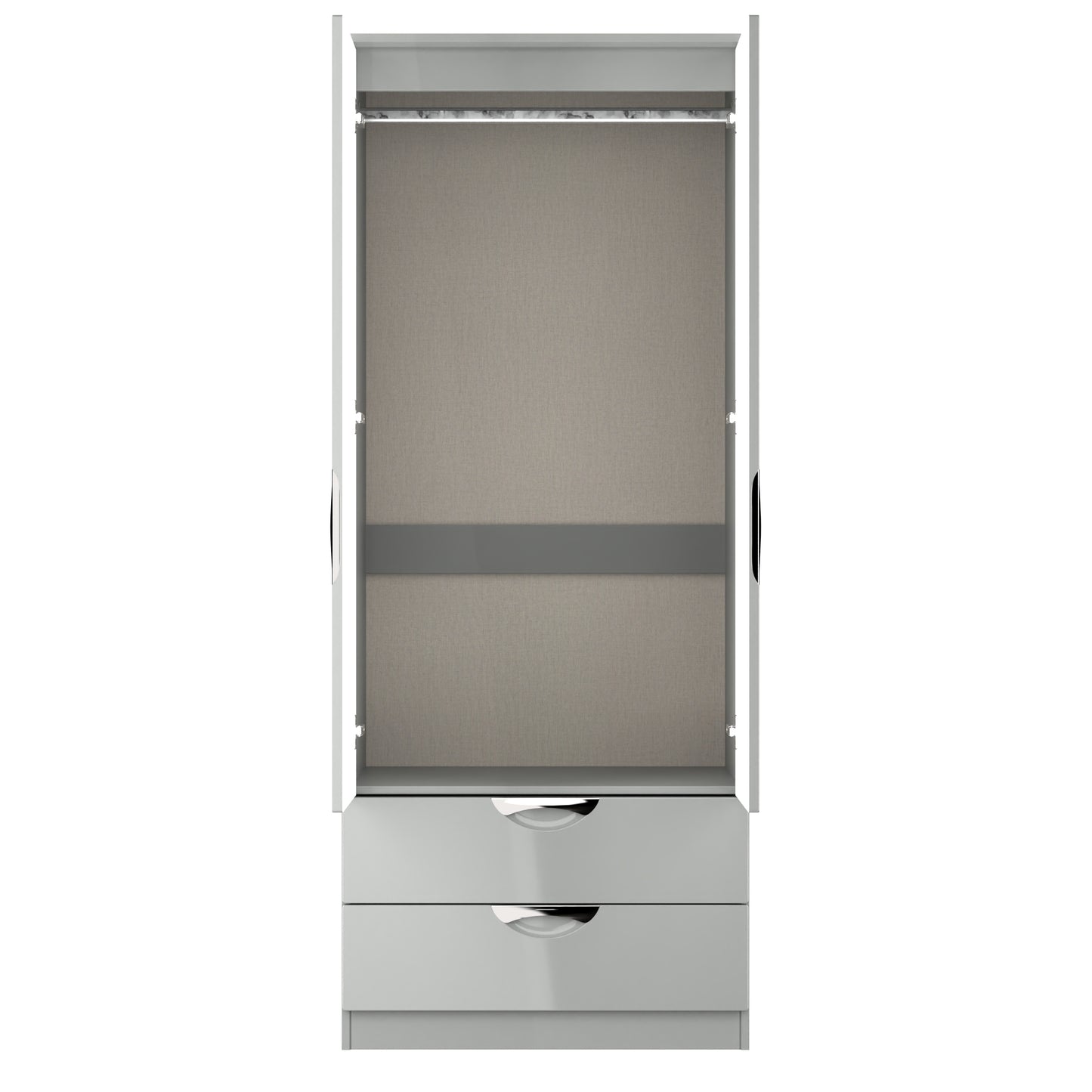 Camden Tall Wardrobe Grey 2 Doors 2 Drawers 182cm