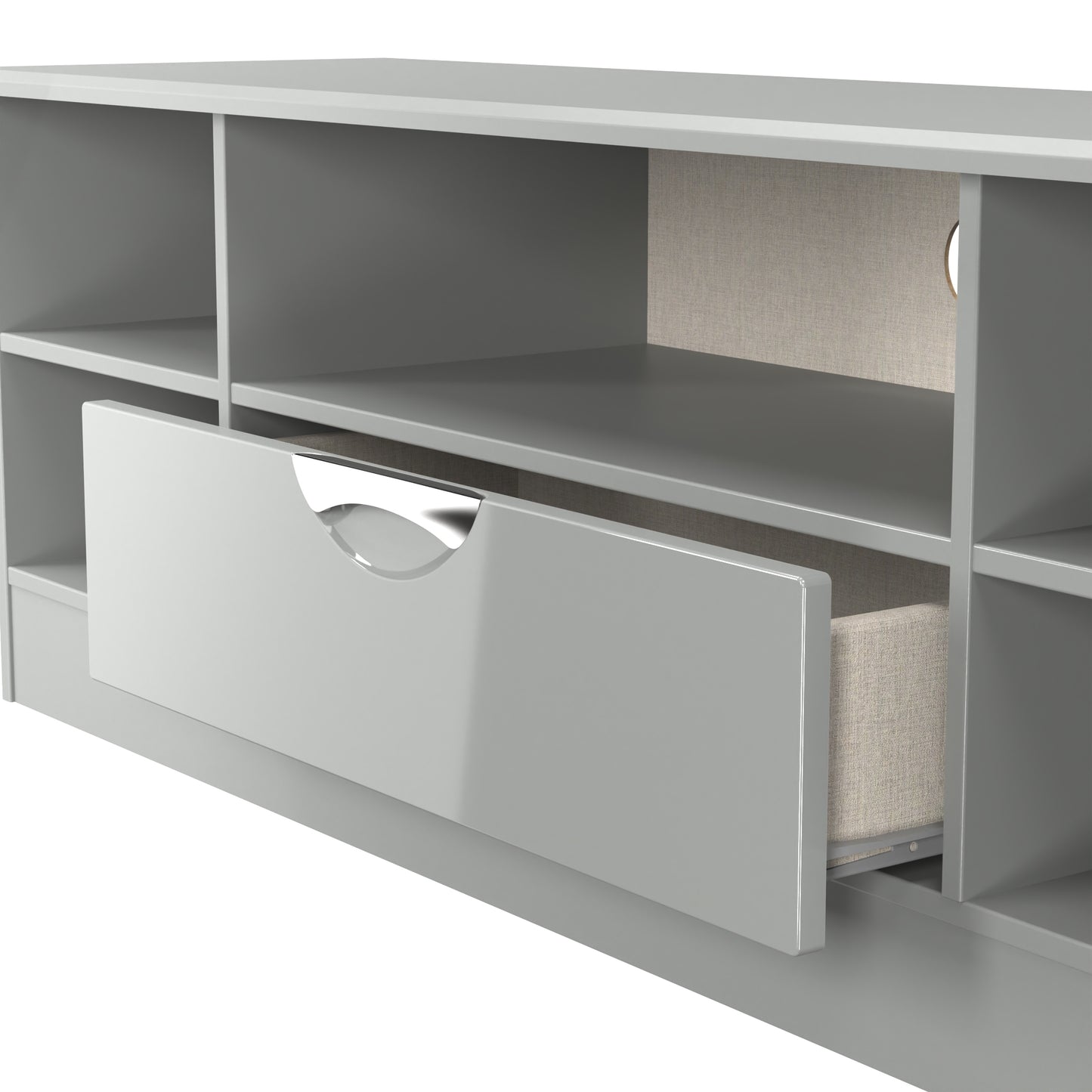 Camden Cupboard Grey 5 Shelves 1 Drawer 146cm