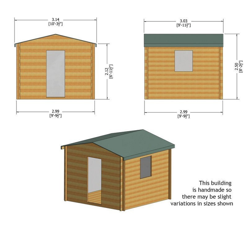 Shire Camelot 10' x 10' Apex Log Cabin - Budget Cladding Tongue & Groove