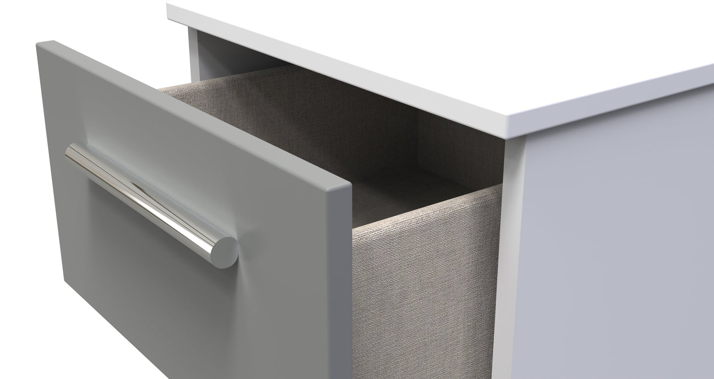 Contrast Bedside Table Grey & White 3 Drawers 70cm
