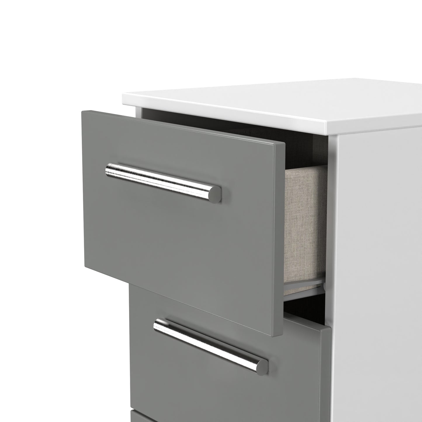 Contrast Tall Tallboy Grey & White 5 Drawers 108cm
