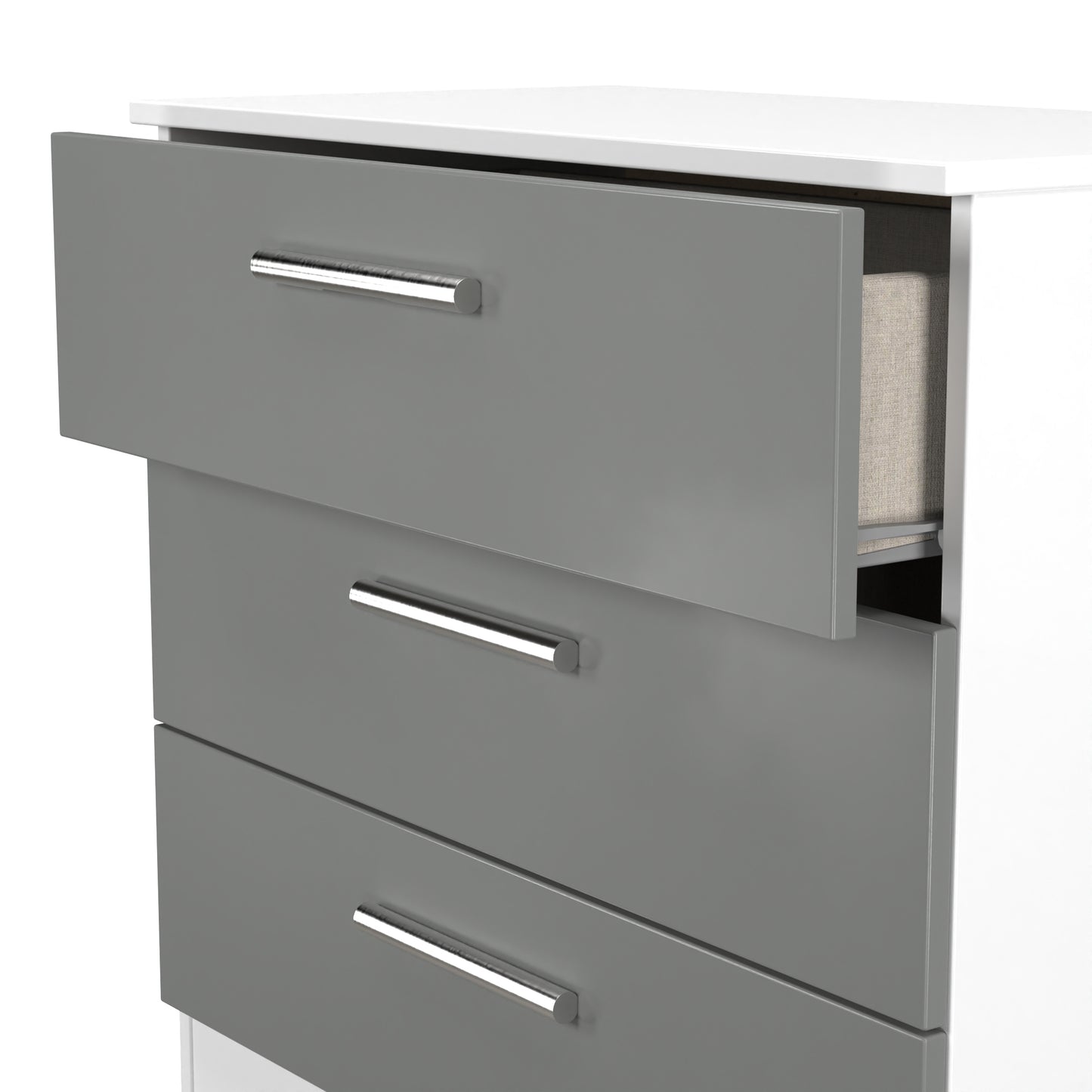Contrast Chest of Drawers Grey & White 3 Drawers 74cm