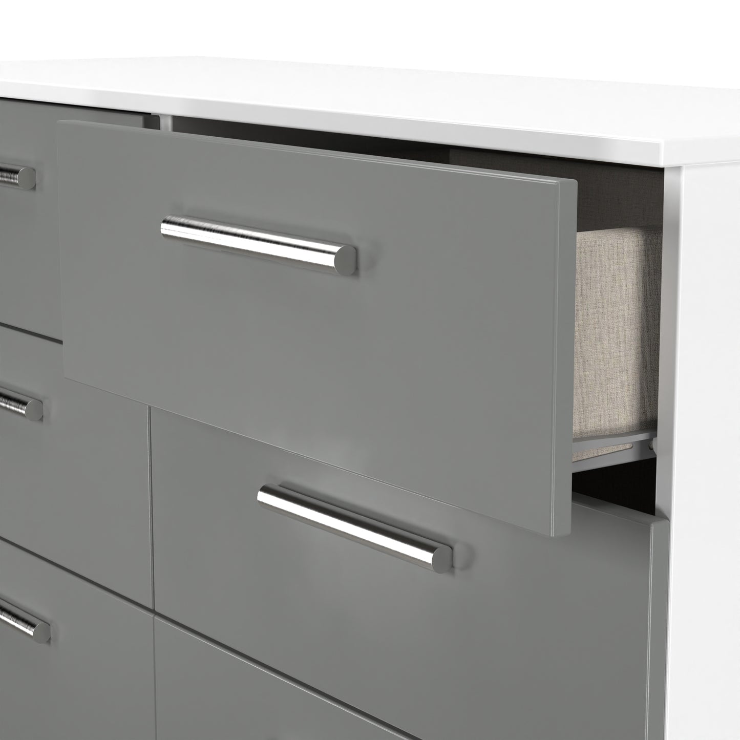 Contrast Large Chest of Drawers Grey & White 6 Drawers 110cm