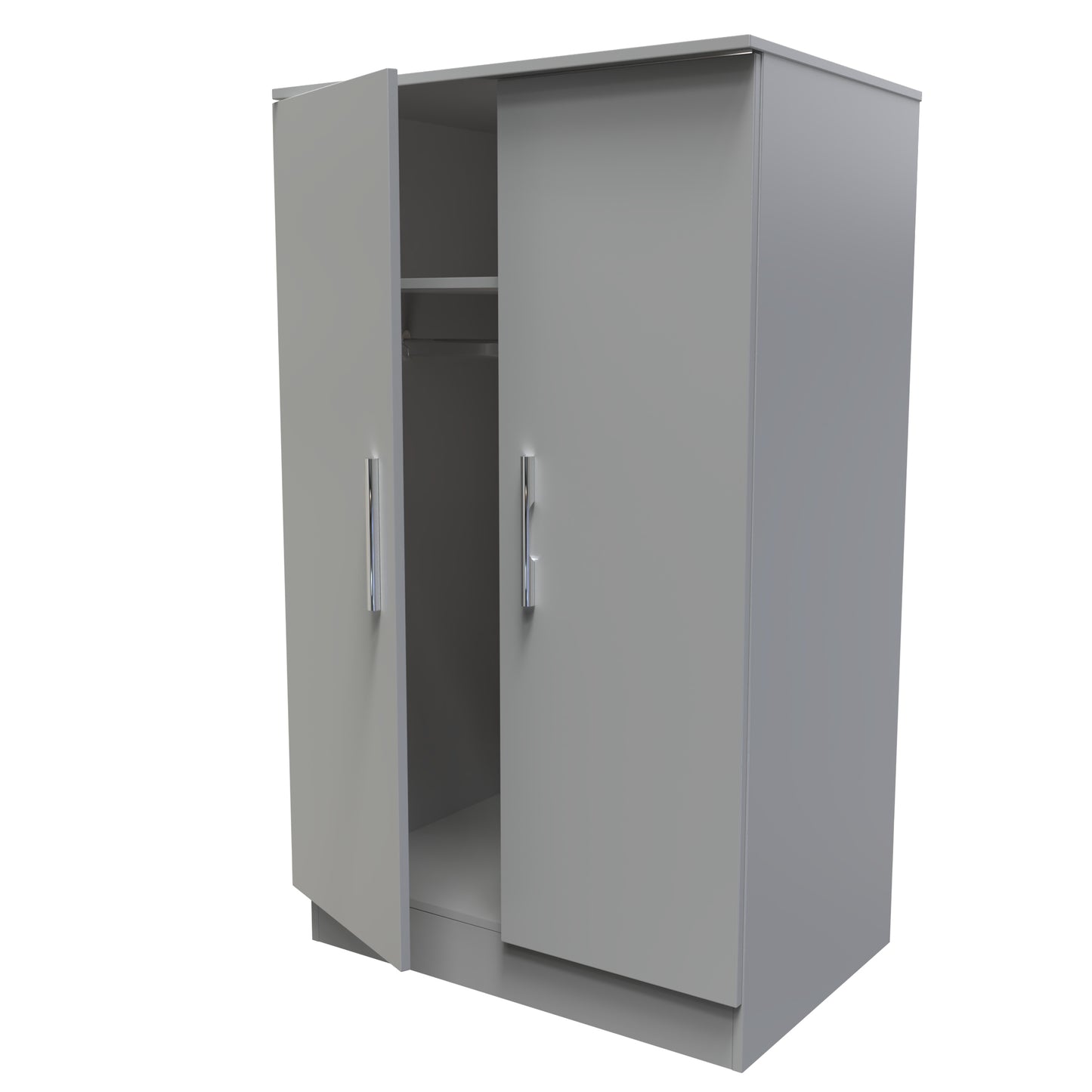 Contrast Tall Wardrobe Grey 2 Doors 1 Shelf 126cm