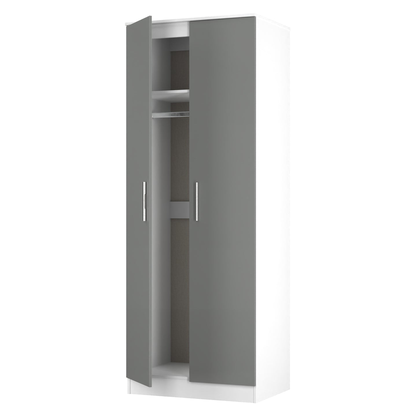 Contrast Tall Wardrobe Grey & White 2 Doors 196cm