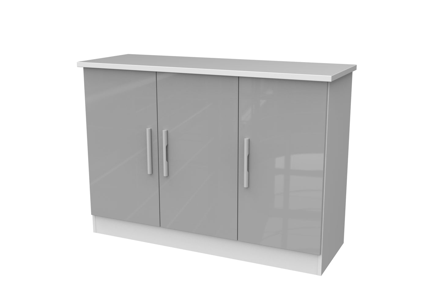 Contrast Large Sideboard Grey & White 3 Doors 1 Shelf 110cm