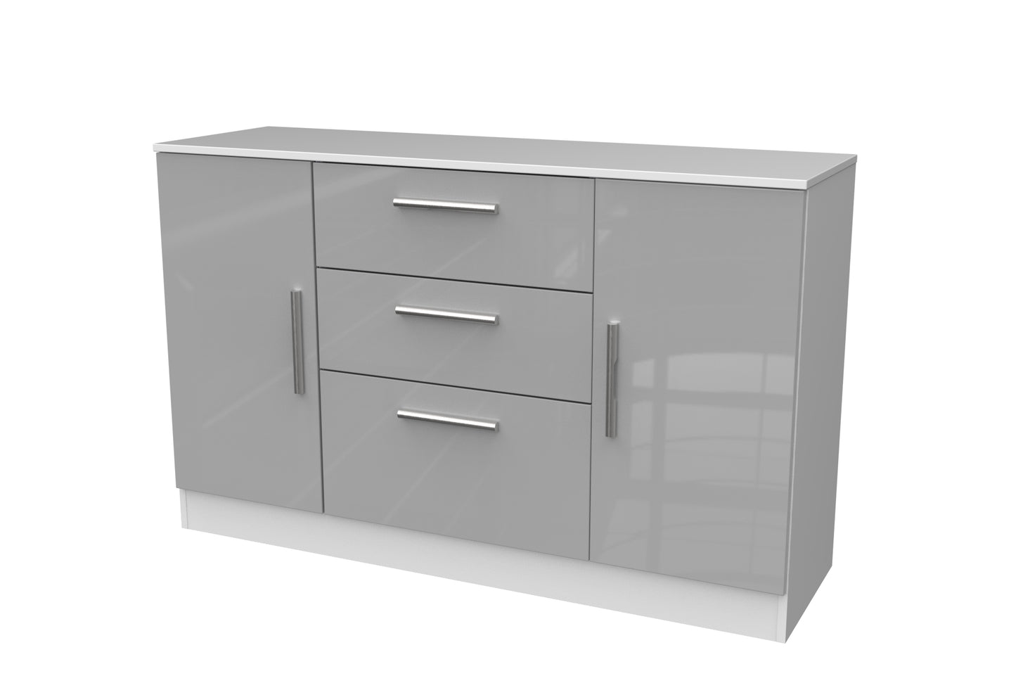 Contrast Large Sideboard Grey & White 2 Doors 2 Shelves 3 Drawers 126cm