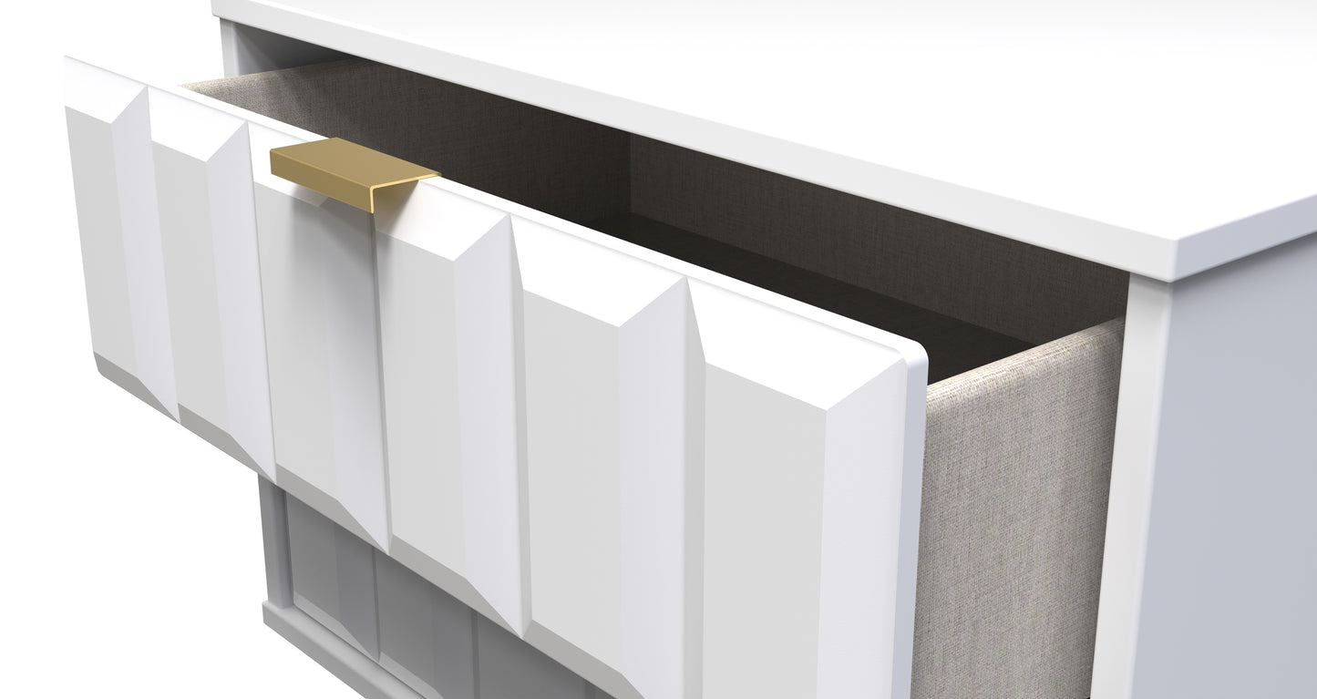 Cube Side Table White 2 Drawers 60cm