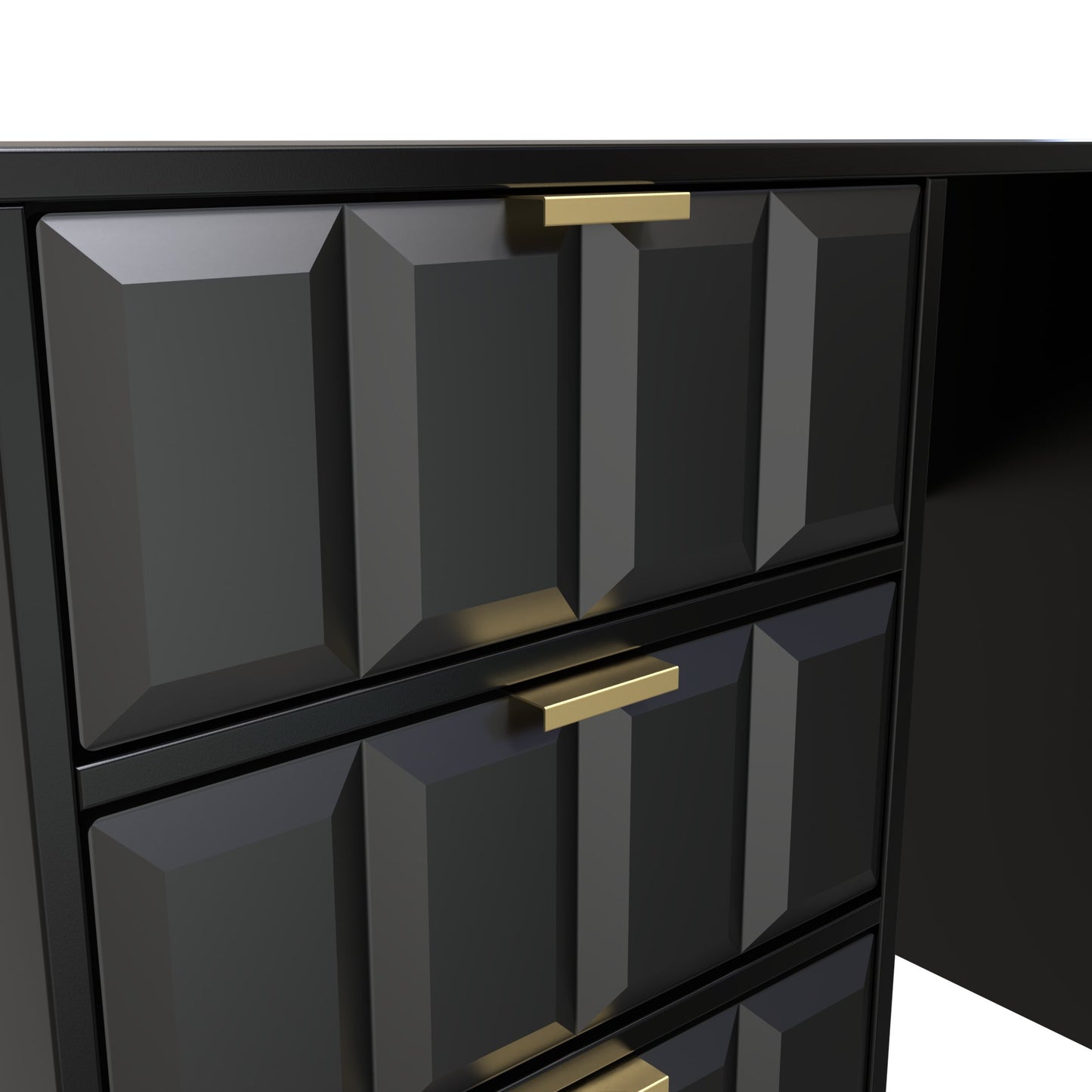 Cube Desk Black 4 Drawers 97cm