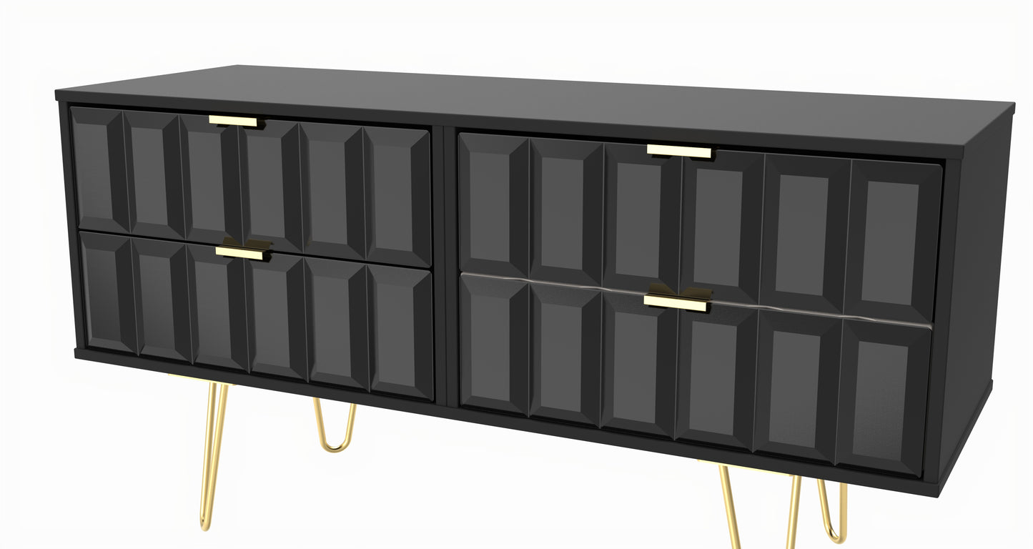 Cube Large Chest of Drawers Black 4 Drawers 115cm