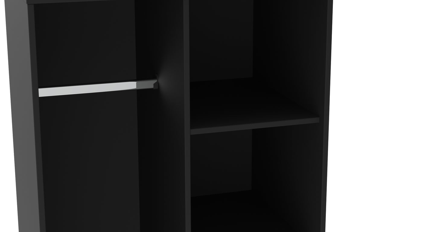 Cube Tall Wardrobe Black 5 Shelves 197cm