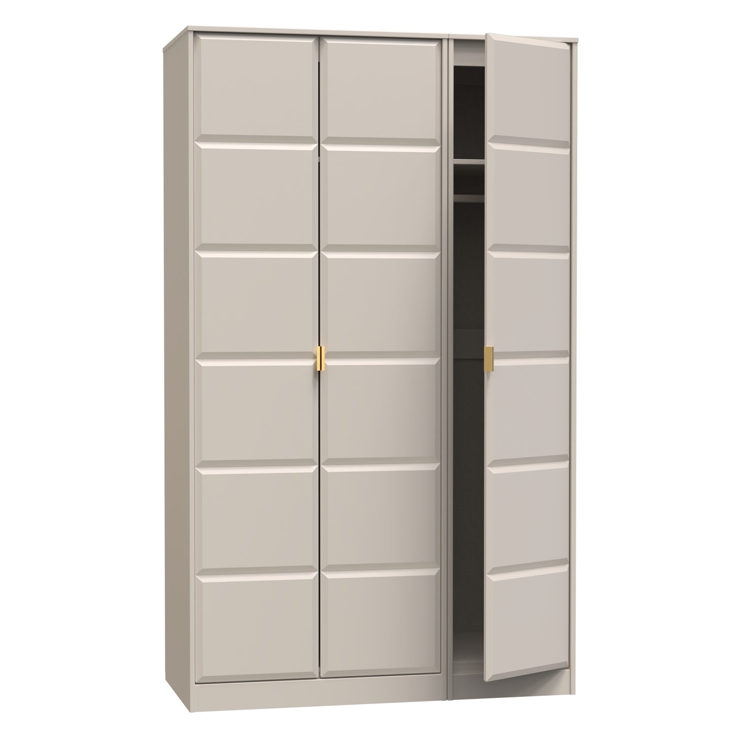 Cube Tall Wardrobe Off-White 3 Doors 1 Shelf 198cm