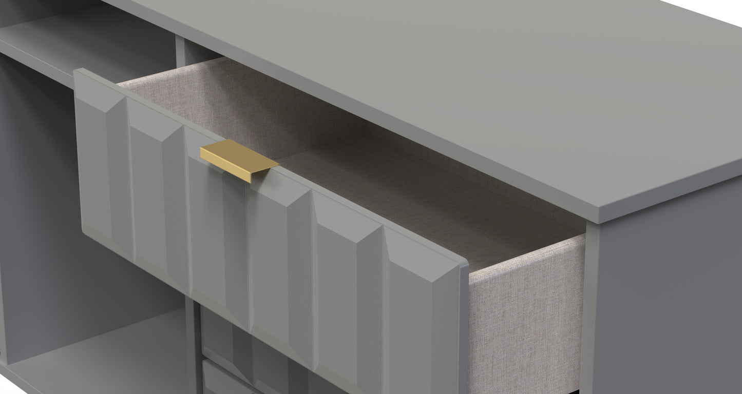 Cube Large Sideboard Grey 2 Shelves 6 Drawers 152cm