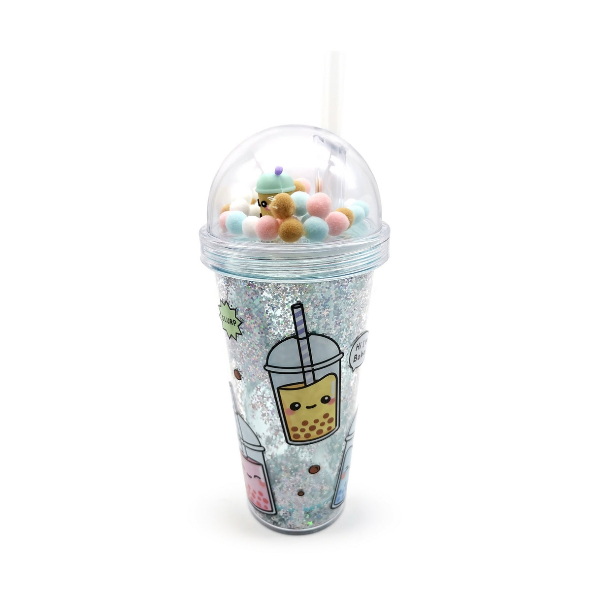 Foodiemals Bubble Tea Double Walled Cup With Straw - 500ml