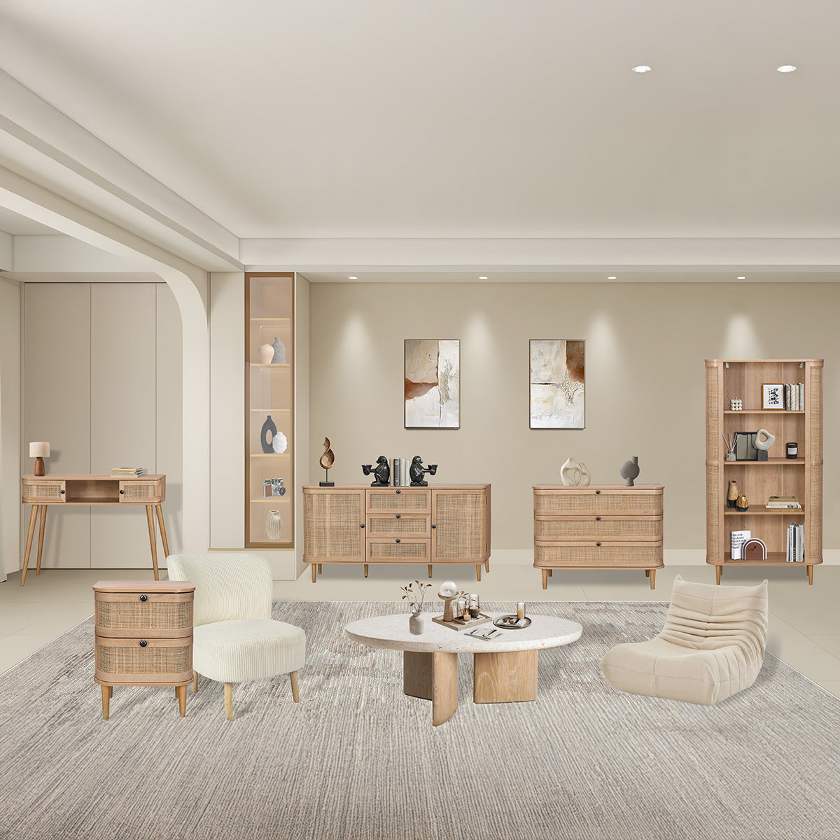 Stockholm Coffee Table Beige 2 Shelves