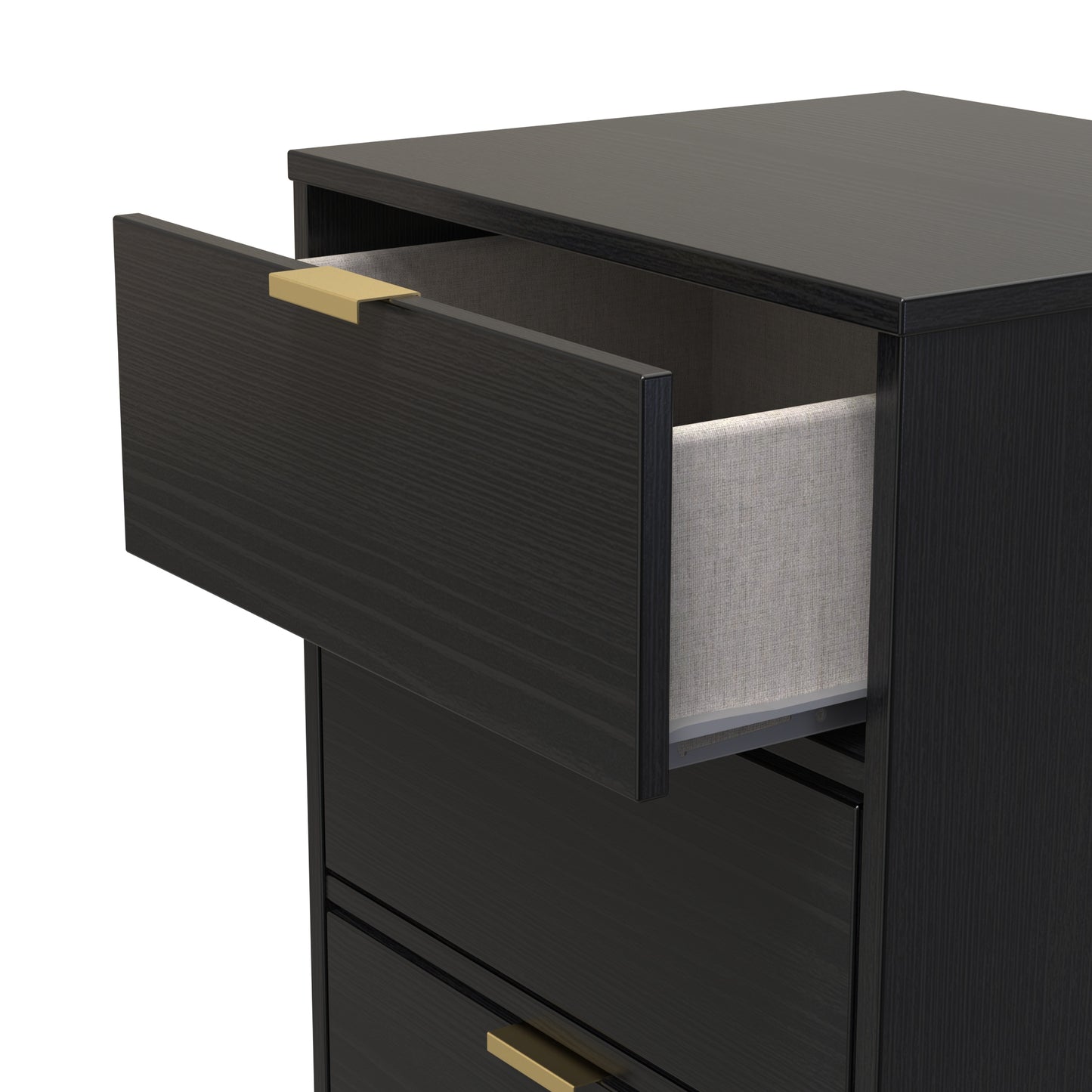 Diego J Tall Tallboy Black 5 Drawers 101cm