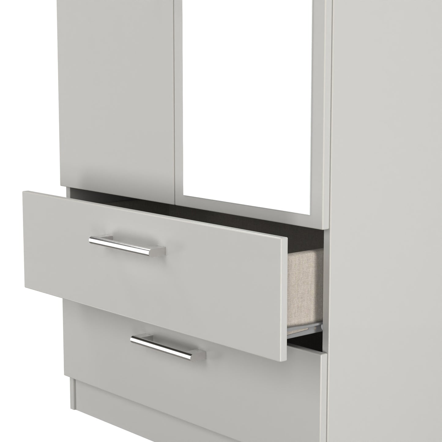 Devon Tall Mirror Wardrobe Grey 2 Doors 2 Drawers 182cm