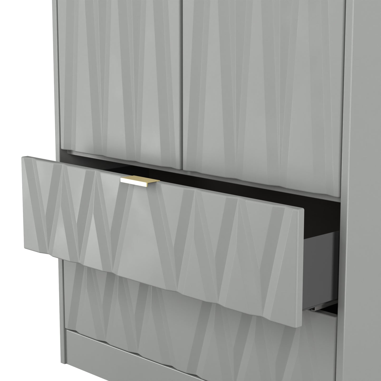 Diamond Tall Wardrobe Grey 2 Doors 2 Drawers 197cm