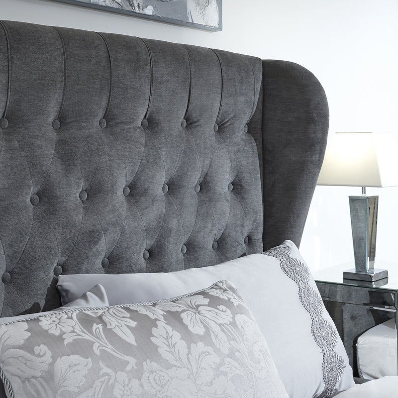 Dakota King Size Ottoman Bed Fabric Grey 5 x 7ft